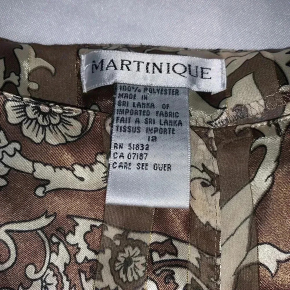 Vintage MARTINIQUE Women’s Long Sleeve  Shirt Blouse Button Up Size 12 - Picture 7 of 7